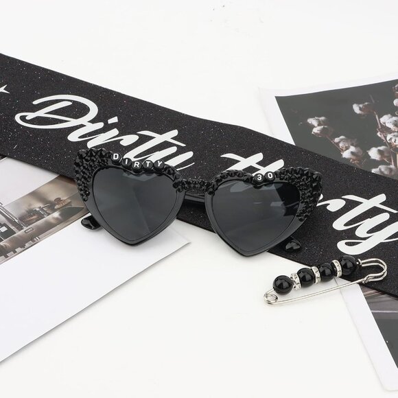 Dirty Thirty Birthday Sash & Sunglasses Set for Women 30th Party Decorations - Picture 7 of 7